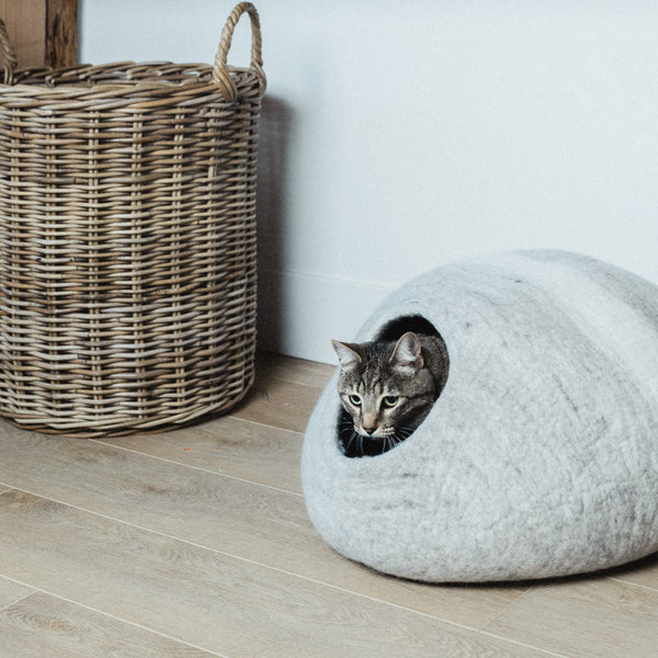 Dark Green with popular White Line Felt Cat Cave